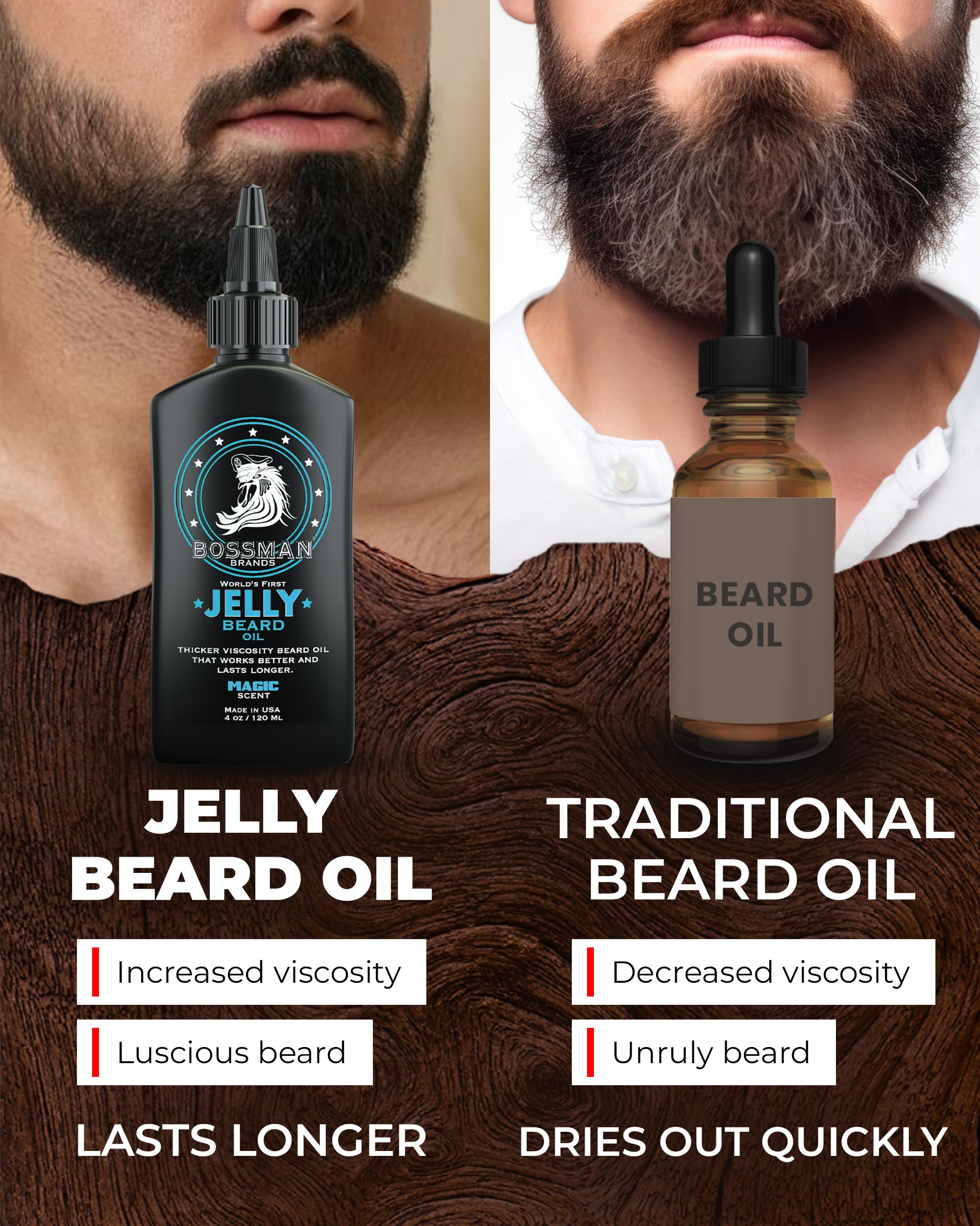 Bossman Beard Oil Jelly (4oz) - Beard Growth Softener, Moisturizer Lotion Gel with Natural Ingredients - Beard Growing Product (Magic Scent)